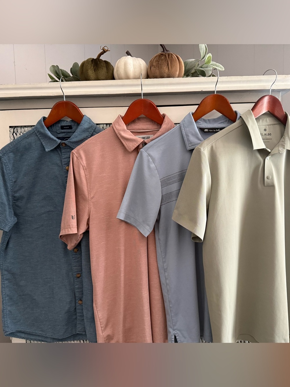 Men's Short-Sleeve Polo Shirt Collection - Blue, Coral, Gray, Sage